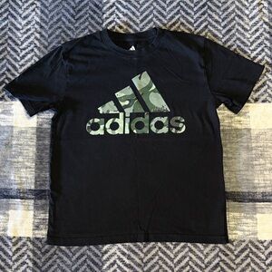 adidas Kids Black Tee with Camouflage Logo